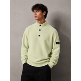 Calvin Klein Lycra Blend Button Quarter Zip In Lime