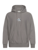 Calvin Klein Mens Premium Terry Micro Monologo Hoodie In Grey