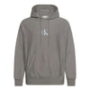 Calvin Klein Mens Premium Terry Micro Monologo Hoodie In Grey
