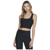 Skechers Womens Go Flex Rib Longline Sports Bra Top In Black
