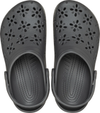 Crocs Womens Classic Floral Cutout Shoes In Charcoal