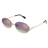 Cartier Signature C De Cartier Oval Unisex Sunglasses In Grey & Gold