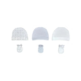 Mothers Choice 3 Pack Hats And 3 Pack Mittens In Grey And White