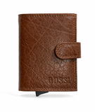 Bossi Mens Mechanism Leather Pop Up Wallet In Brown