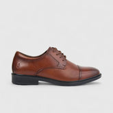 Hush Puppies Mens Reggie Leather Shoes Dark Tan
