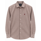 Polo Mens Dobby Premium Long Sleeves Shirt In Red
