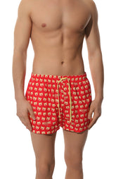 Moschino Mens Teddy Bear-Print Red Swim Shorts