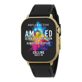 Reflex Active Mens Amoled XI Gold Case Silicone Strap Watch In Black