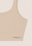 Freddy Womens Knitted Seamless Sports Top In Beige