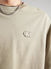 Calvin Klein Mens Topstitch Patch T-Shirt In Olive