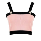 Sissyboy Ts31049 Ladies Francina Tank Top W/ Button Detail Light Pink
