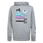Converse Boys Distorted Long Sleeves Hoodie In Dark Grey Heather