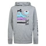 Converse Boys Distorted Long Sleeves Hoodie In Dark Grey Heather