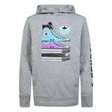Converse Boys Distorted Long Sleeves Hoodie In Dark Grey Heather
