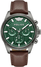 Police Mens Malawi Leather Watch In Brown