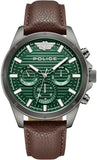 Police Mens Malawi Leather Watch In Brown