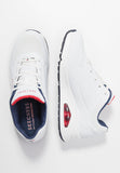 Skechers Womens Uno Stand On Air Shoes In White & Navy