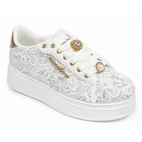 Sissy Boy Womens Yvette Platform Sneaker In White And Silver