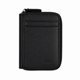 Lefel Mens Leather Zip Around & Front Card Holder In Black