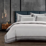 Egyptian Cotton 400 Thread Count Fiorenza Duvet Cover Set In Grey & Silver