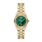 Emporio Armani Ladies Green Dial Watch In Gold
