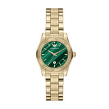 Emporio Armani Ladies Green Dial Watch In Gold