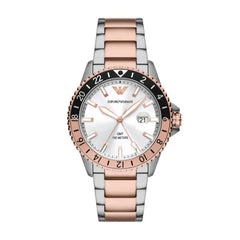 Armani Gents Silver And Rose Gold Watch
