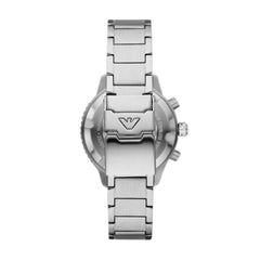 Armani Mens Green Skeleton Watch In Silver
