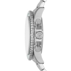 Armani Mens Green Skeleton Watch In Silver