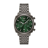 Emporio Armani Mens Green Dial Watch In Gunmetal