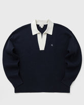 Calvin Klein Mens Solid Oversized Johnny Collar Sweatshirt In Navy