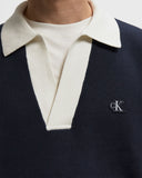 Calvin Klein Mens Solid Oversized Johnny Collar Sweatshirt In Navy