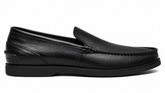 Zerga Mens Topspin Penny Leather Shoes In Black