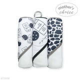 Mother's Choice 3Pc Hooded Towels And 3Pc Facecloths Milk Bottles in White/Black
