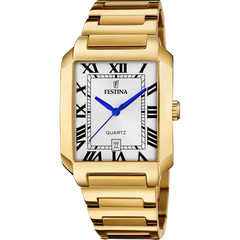 Festina On The Square Gents Gold And White Watch