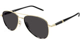 Mont Blanc Grey Lens Pilot Unisex Suglasses In White Gold