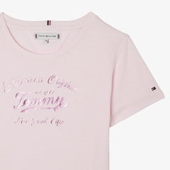 Tommy Hilfiger Girls Tommy Script T-Shirt In Baby Pink