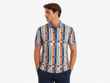 Polo Mens Abstract Check Print Mercerised Golfer In Blue Multi