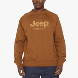 Jeep High Density Print Raglan Crewneck Sweater In Brown