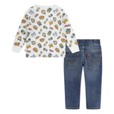 Levis Boys Long Sleeve T-shirt And Pant Set In White