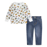 Levis Boys Long Sleeve T-shirt And Pant Set In White