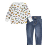 Levis Boys Long Sleeve T-shirt And Pant Set In White