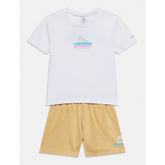 Converse Unisex T-Shirt And Short 2 Piece Set In White And Beige
