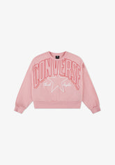 Converse Girls Relaxed Boxy Graphic Crew Neck Sweatshirt In Pink