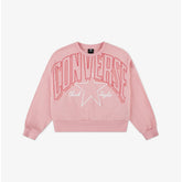Converse Girls Relaxed Boxy Graphic Crew Neck Sweatshirt In Pink