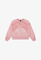 Converse Girls Relaxed Boxy Graphic Crew Neck Sweatshirt In Pink