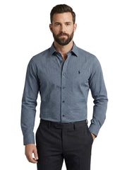 Polo Mens Micro Printed Long Sleeve Shirt In Navy