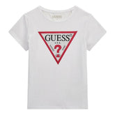 Guess Girls Short Sleeve Pink Beaded Logo T-Shirt