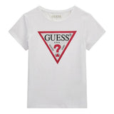 Guess Girls Short Sleeve Pink Beaded Logo T-Shirt