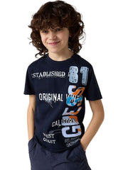 Guess Boys Short Sleeve Navy Logo T-Shirt